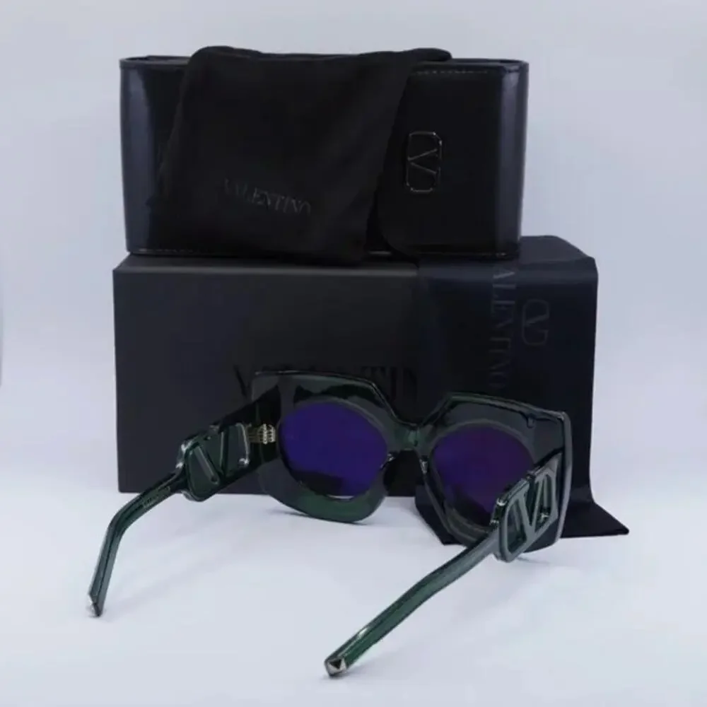 New! Valentino V SOUL VLS 127C, Dark Green Statement Glasses, Authentic